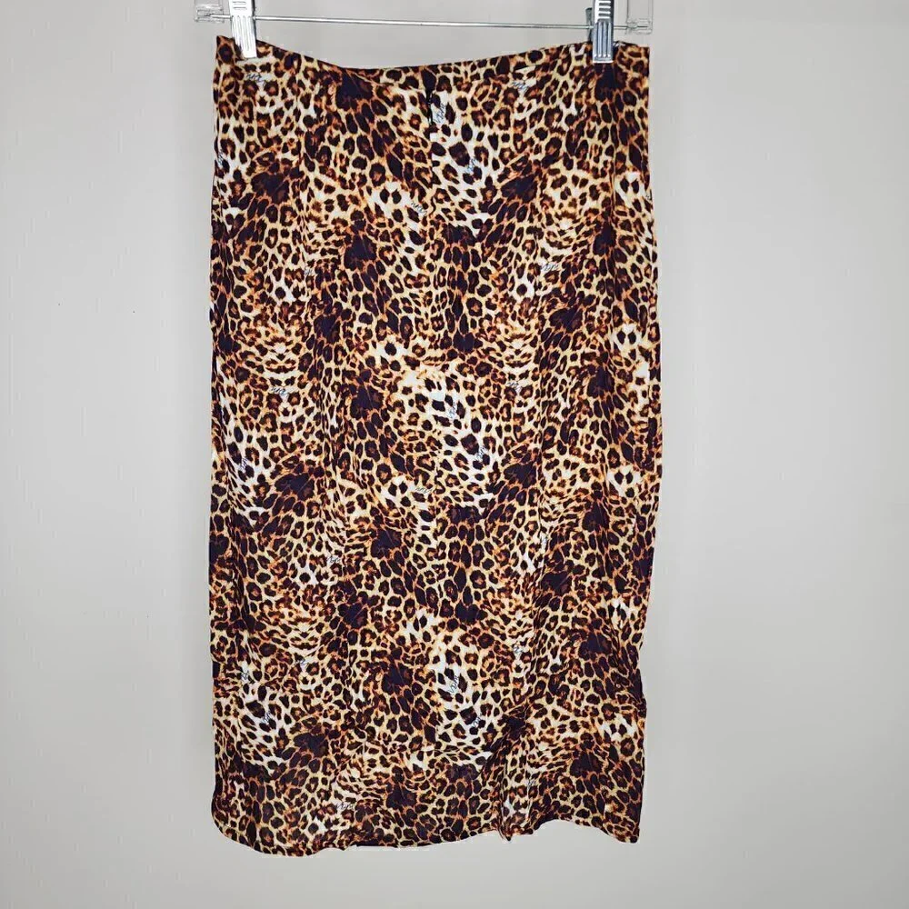 NWT VDM The Label Stassie Leopard Print Ruched Detail Skirt Small